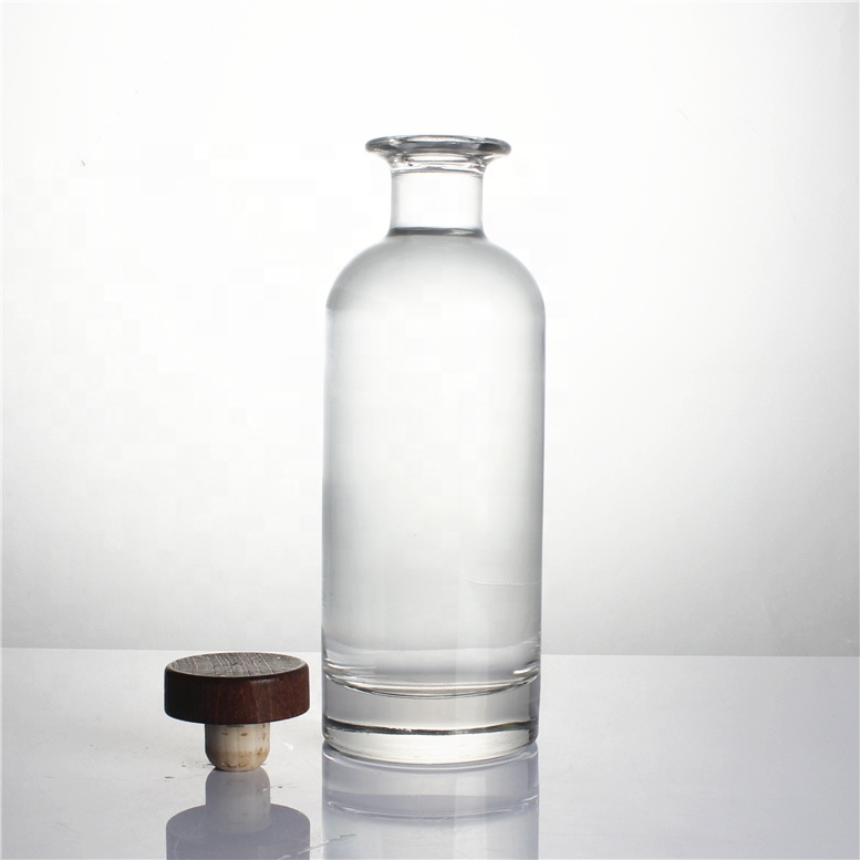 Customized 750ml silkscreen printing logo extra flint transparent oslo spirits liquor gin vodka brandy whisky glass bottle