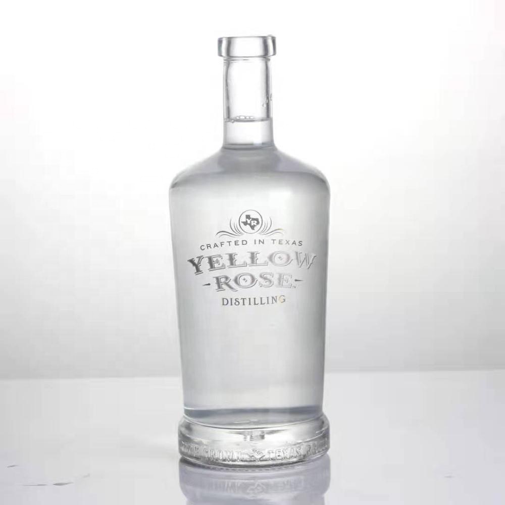 Customized 750ml silkscreen printing logo extra flint transparent oslo spirits liquor gin vodka brandy whisky glass bottle
