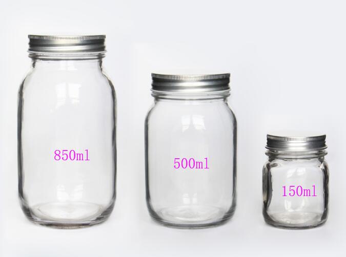 Customized 8 oz 12 oz 16 oz Glass Storage Mason Jars For Food And Beverage With Silver Or Golden Tin Lid