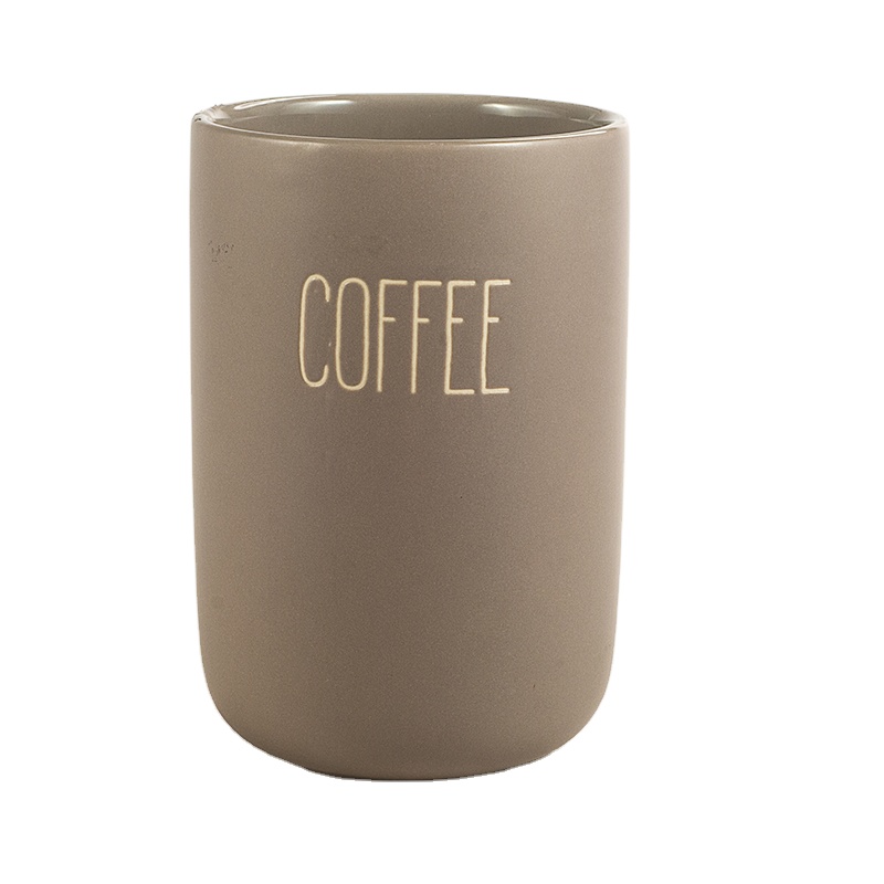 Customized 800ML Plain Tea Coffee Canister With Wood Lid Sugar Biscuit Nut Storage airtight jars ceramic pots with custom logo