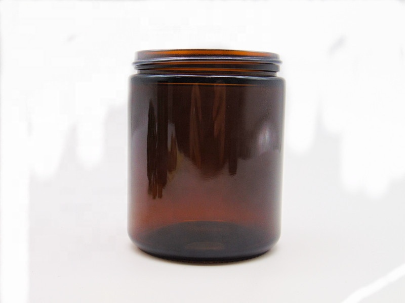 Customized 8OZ frascos de vidrio Amber Wide Mouth Candle Jar Glass with Lid