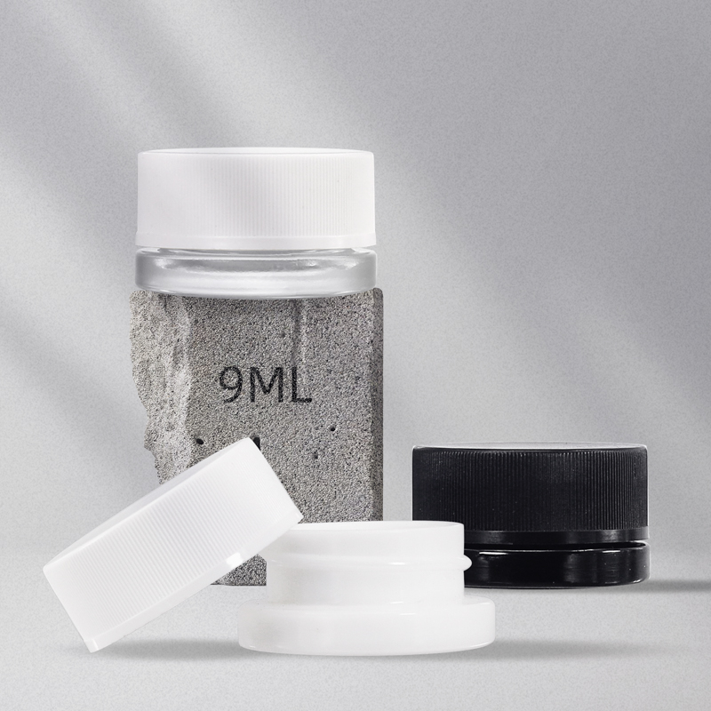 Customized Black Glass Jar with CR Cap for Weed oil in 9ml size