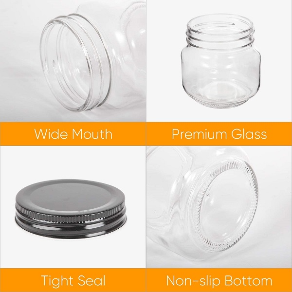Customized Canning 250ml 8oz food packaging glass mason jar with Regular Lid