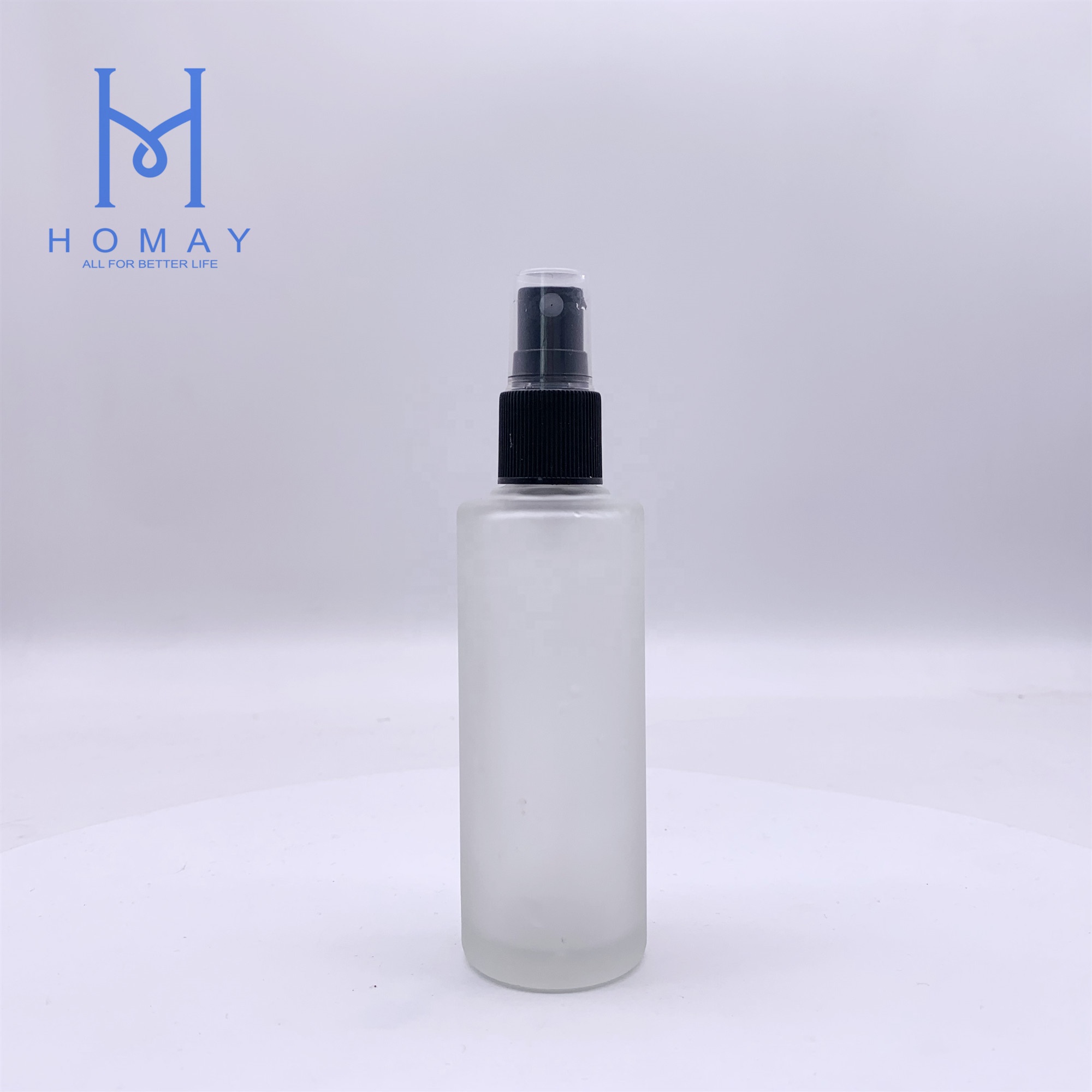 Customized   Clear  Frost  Cosmetic  Lotion Glass Bottle 85ml With Spray  Pump