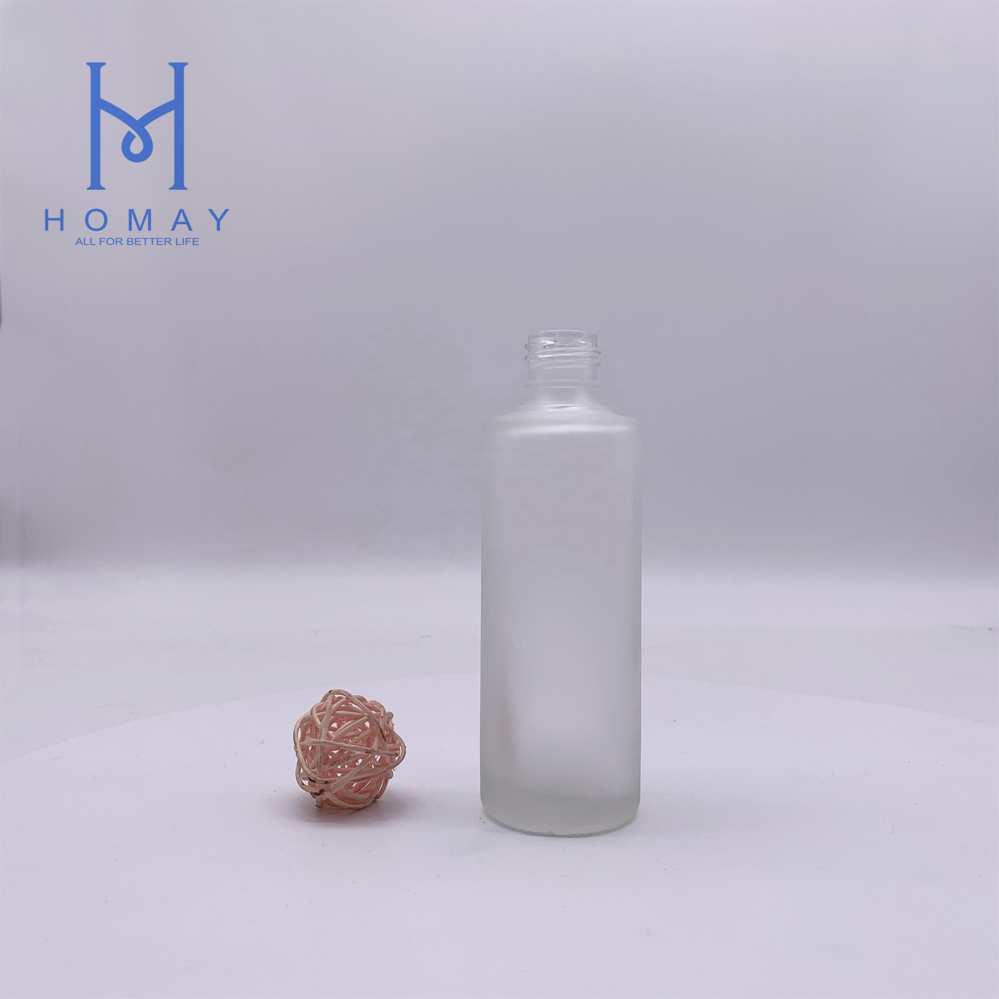 Customized Clear Frost Cosmetic Lotion Glass Bottle 85ml With Spray Pump