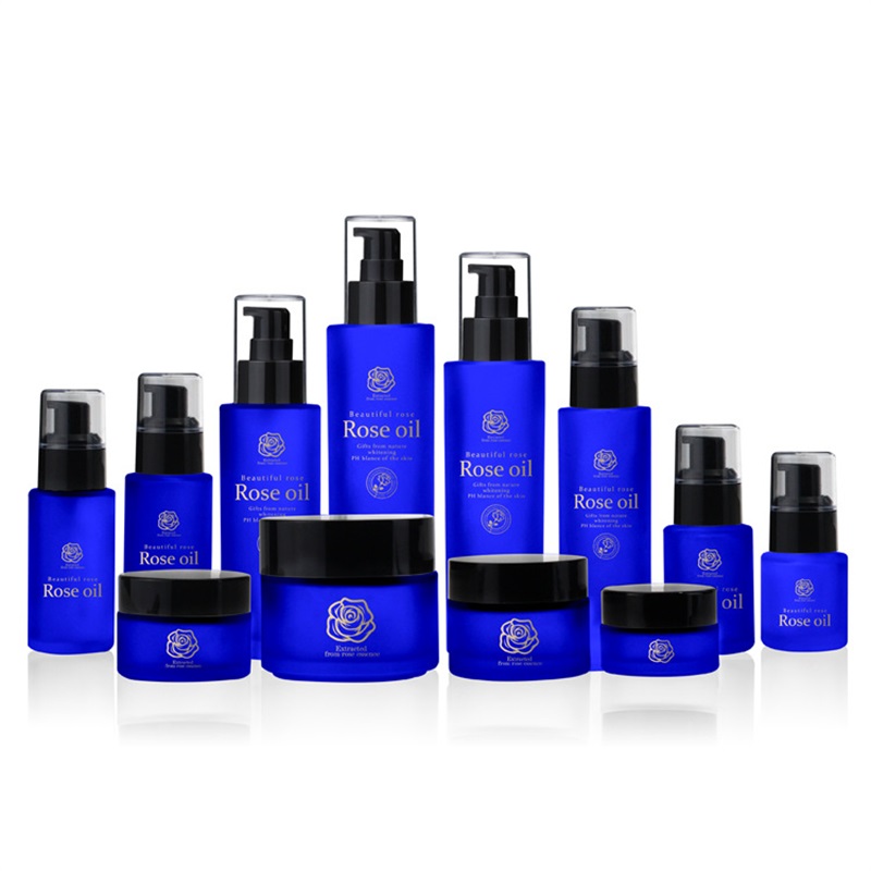 Customized Clear Frost Cosmetic Lotion Glass Bottle With Spray lotion Pump