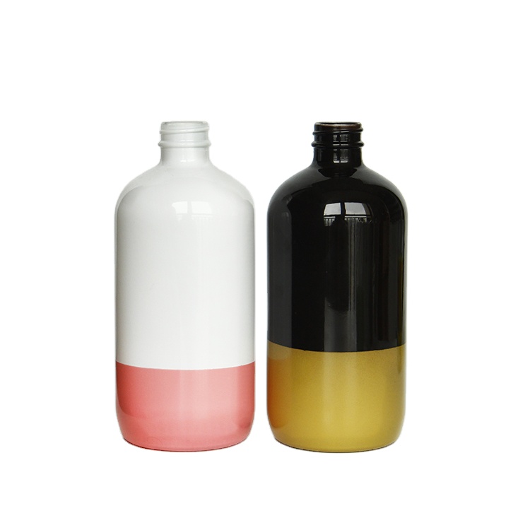 Customized Colored 500ml Round Glass Bottle with Pump Lid Aluminum Cap