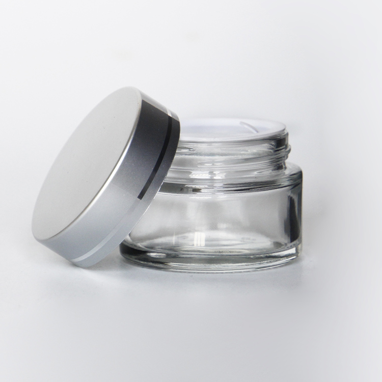 Customized Cosmetic Glass Cream Jar Wide Mouth Glass Face Cream Jar Eye Cream Jar 5g 10g 15g 20g 30g 50g 100g