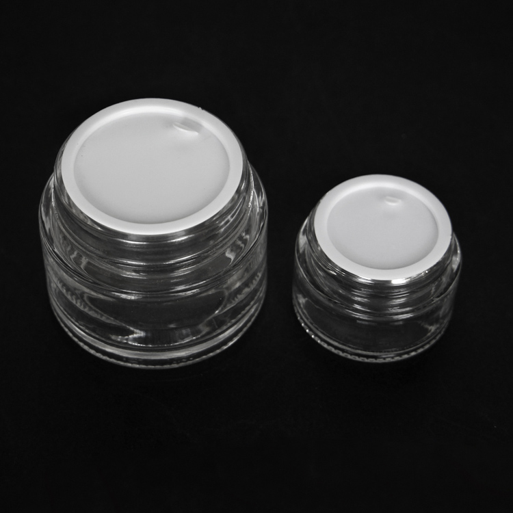 Customized Cosmetic Glass Cream Jar Wide Mouth Glass Face Cream Jar Eye Cream Jar 5g 10g 15g 20g 30g 50g 100g