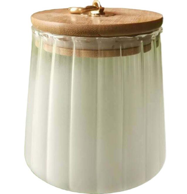Customized Creative Design Petal Style Glass Jars With Hermetic Bamboo Lids Serving Snacks Honey Tea Coffee