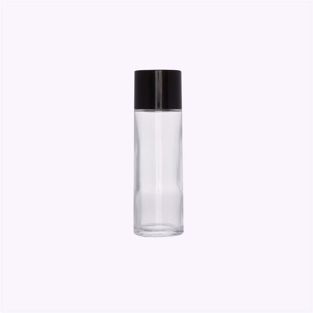 Customized Cylinder 100ml Cosmetic Toner Glass lotion Bottle With Plastic Plug And Lid