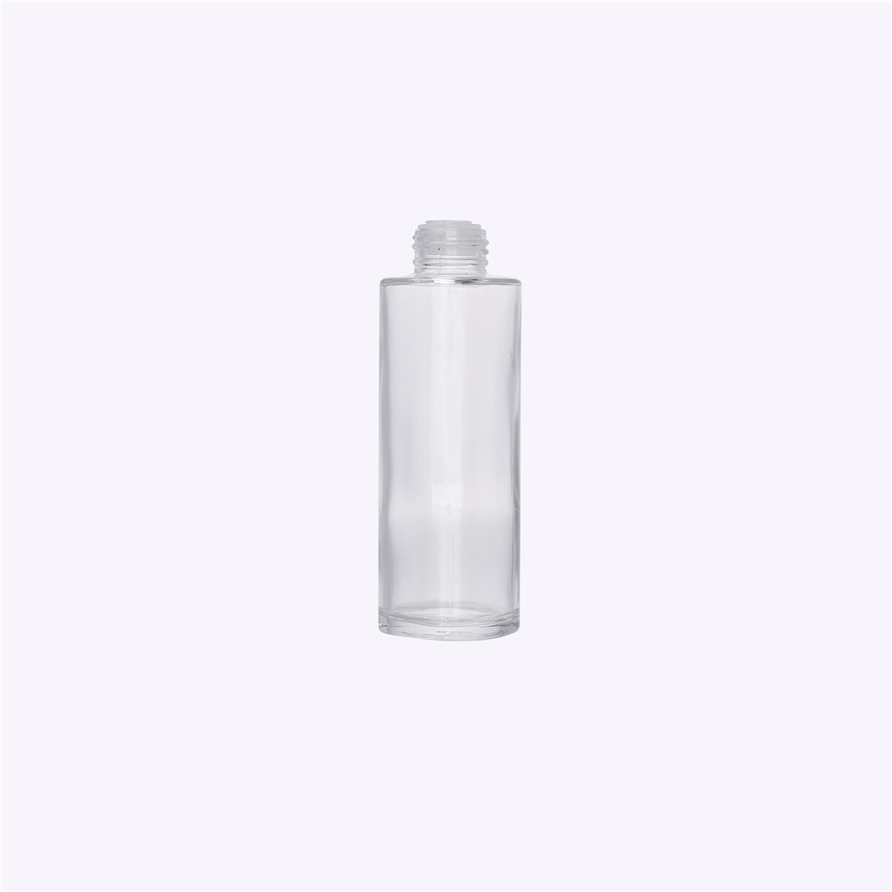 Customized Cylinder 100ml Cosmetic Toner Glass lotion Bottle With Plastic Plug And Lid