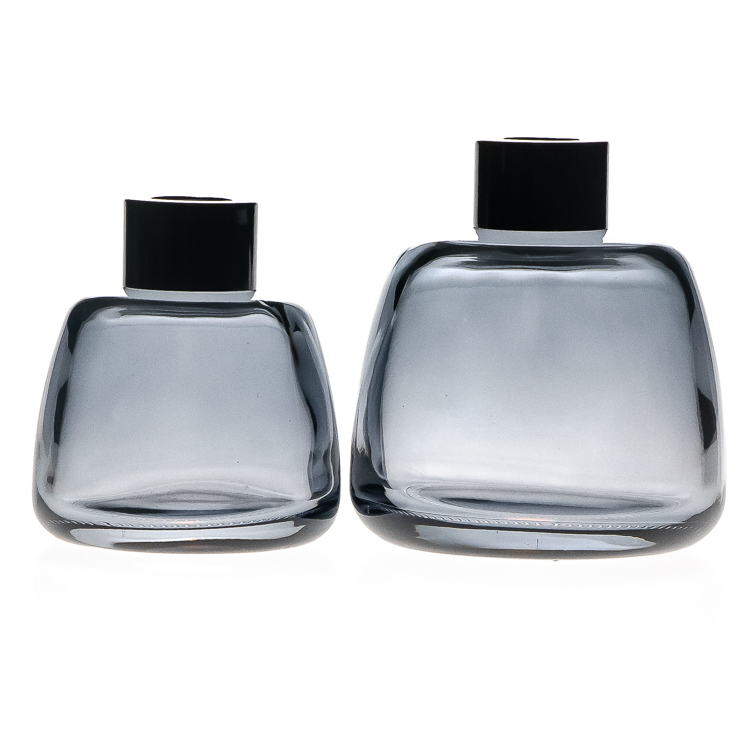 Customized Design 100ml Half Round Shaped Gray Empty Glass Aroma Reed Diffuser Bottle with Aluminum Cap