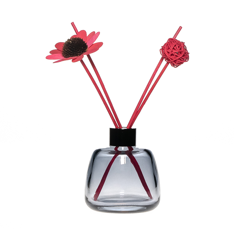 Customized Design 100ml Half Round Shaped Gray Empty Glass Aroma Reed Diffuser Bottle with Aluminum Cap
