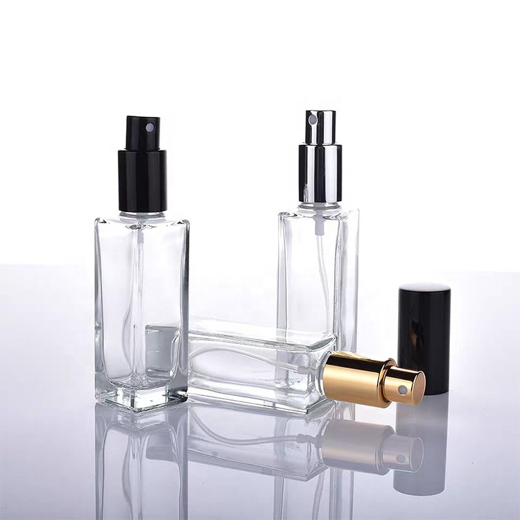 Customized Design Beauty 30Ml Perfume Glass Bottle Spray, Square Perfume Bottles 50Ml Glass