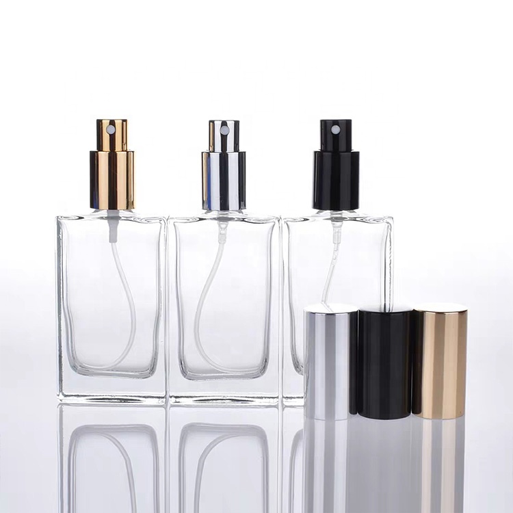 Customized Design Beauty 30Ml Perfume Glass Bottle Spray, Square Perfume Bottles 50Ml Glass