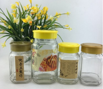 Customized EU Food Grade Square Honey Glass Jars in bulk