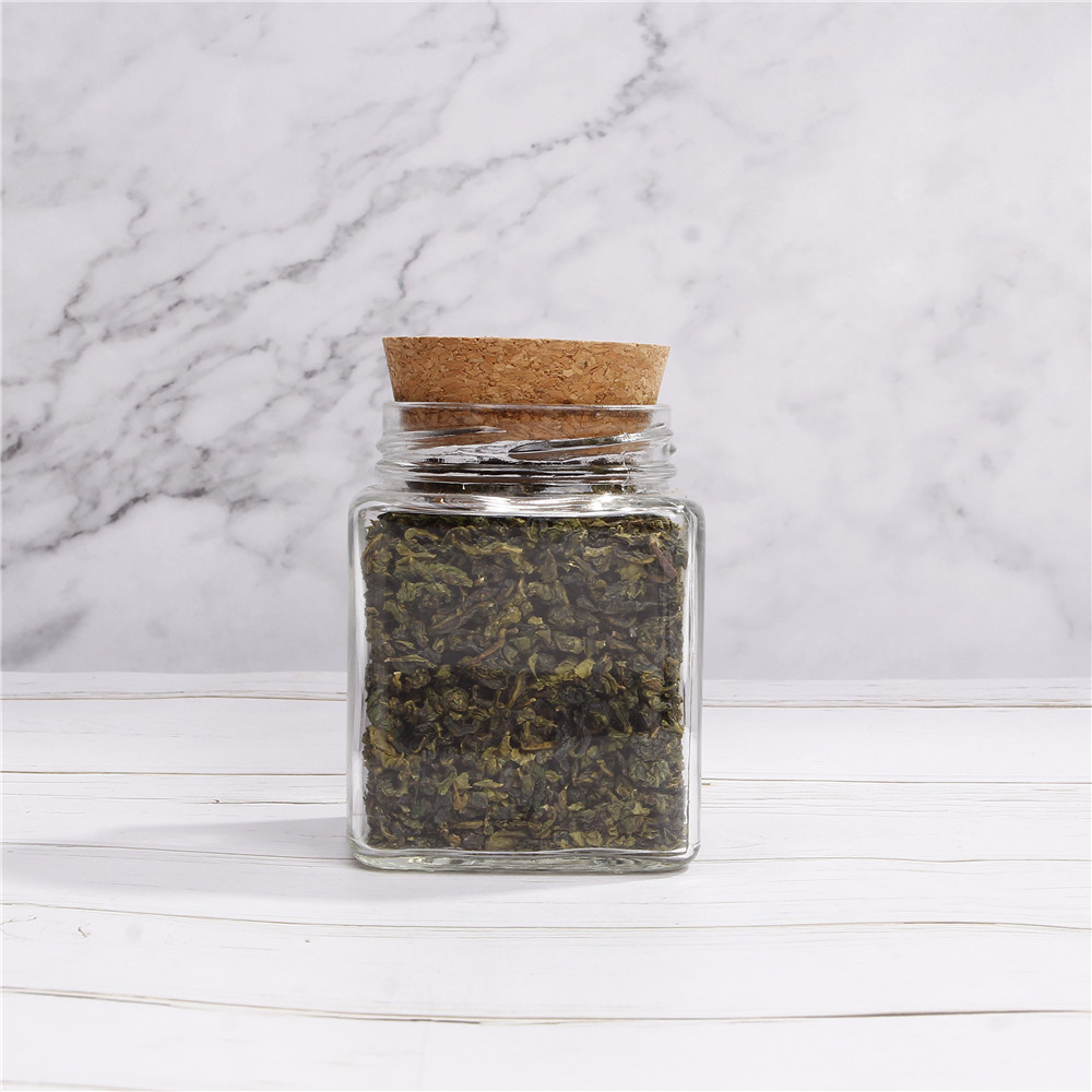Customized Empty 250ml Square Spice Saffron Glass Jar With Cork
