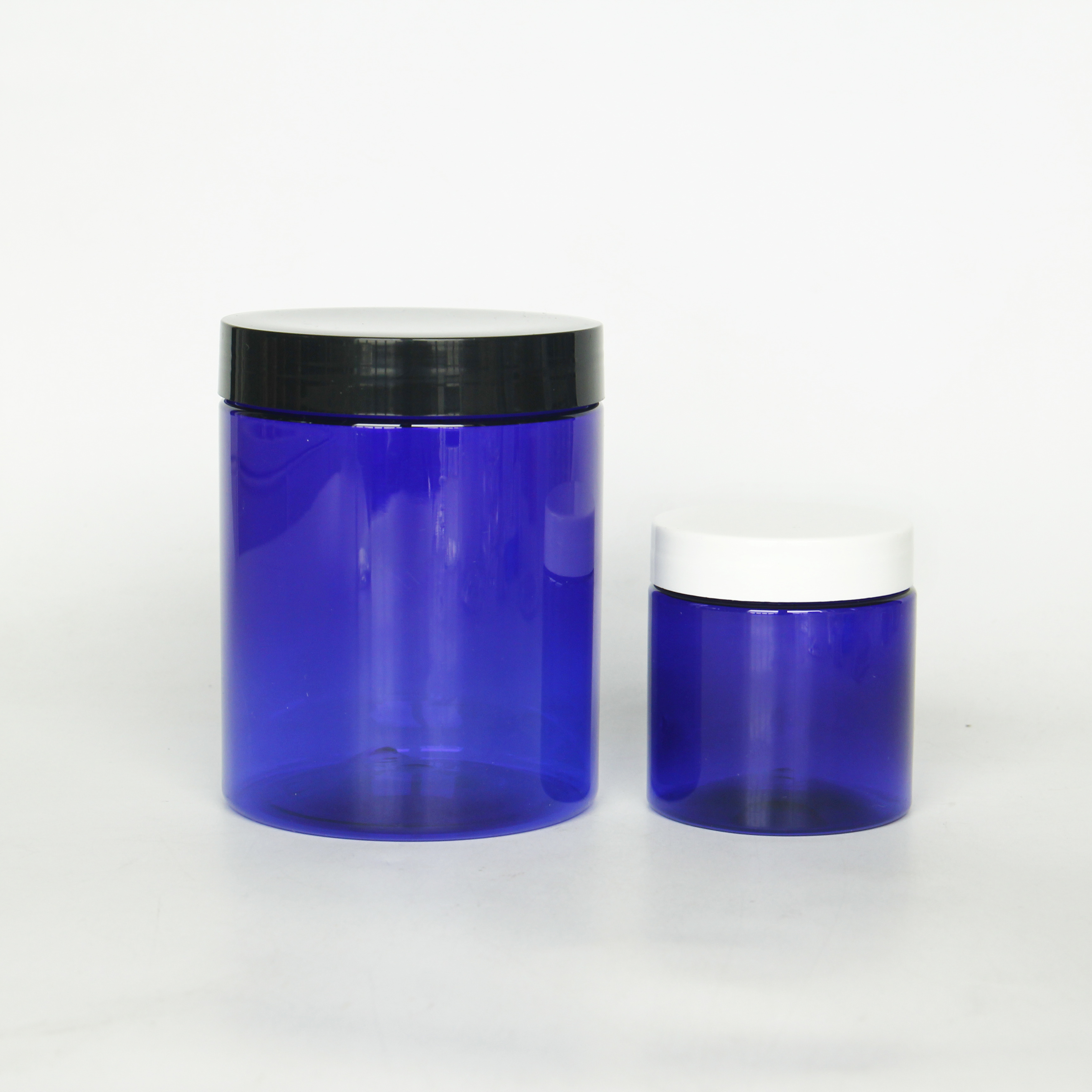 Customized Empty Blue round cosmetic jar Plastic skin lotion cream hair conditioner Container