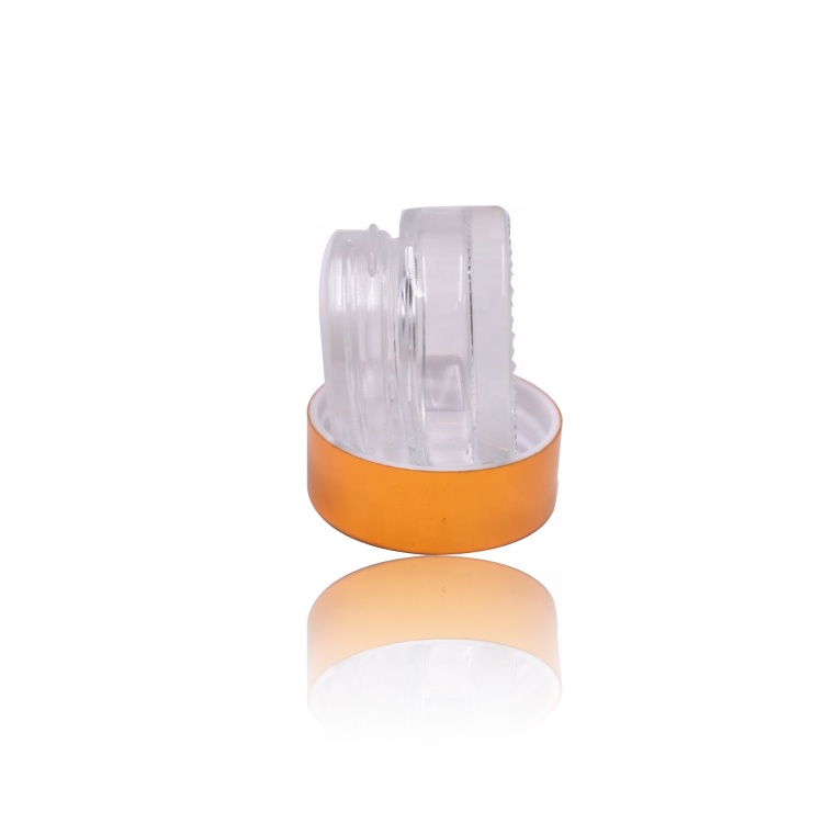 Customized Empty Clear Round Glass Jar 5g Cosmetic Packaging Gold Lid Glass Jar