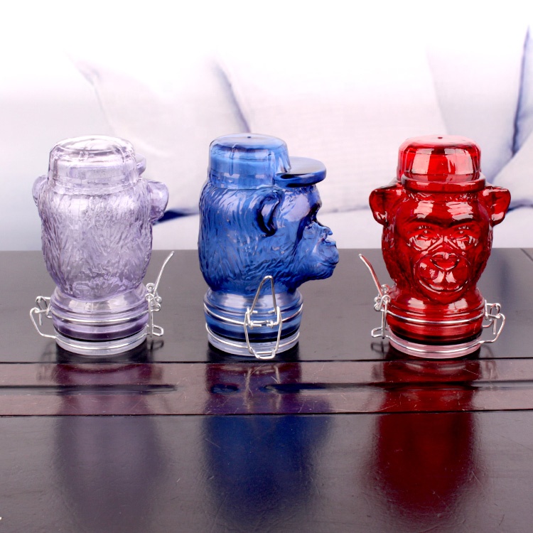 Customized Fancy 100ml 260ml orangutans head shaped glass storage jar with clip lid