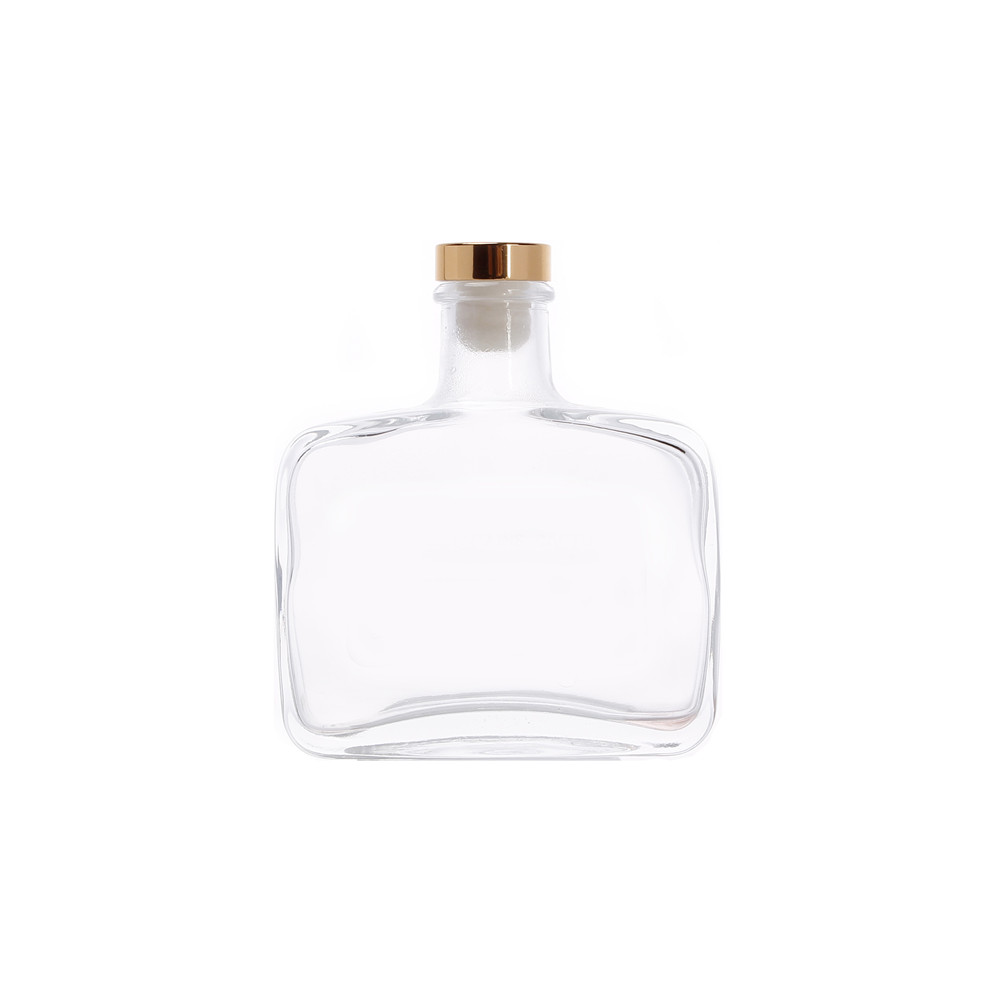 Customized Fragrance Flat Glass Diffuser Bottle For Home Office With Cork Lid