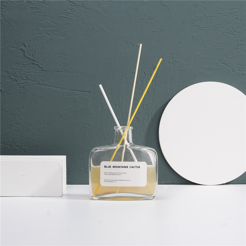 Customized Fragrance Flat Glass Diffuser Bottle For Home Office With Cork Lid