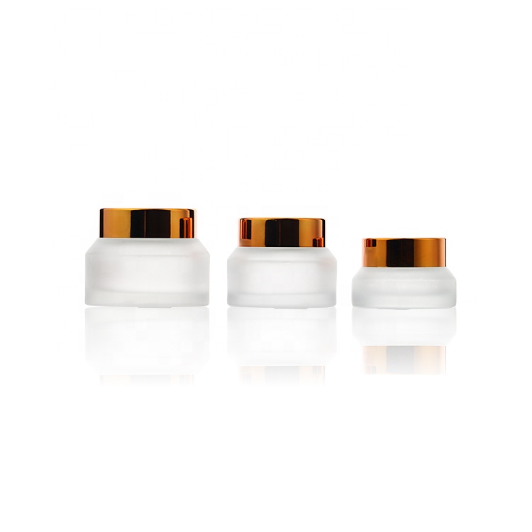 Customized Frosted Empty Glass Refillable Cosmetic Face Cream Jar 15g 30g 50g Pot Bottles Container