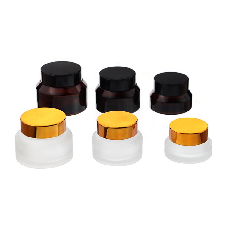 Customized Frosted Empty Glass Refillable Cosmetic Face Cream Jar 15g 30g 50g Pot Bottles Container