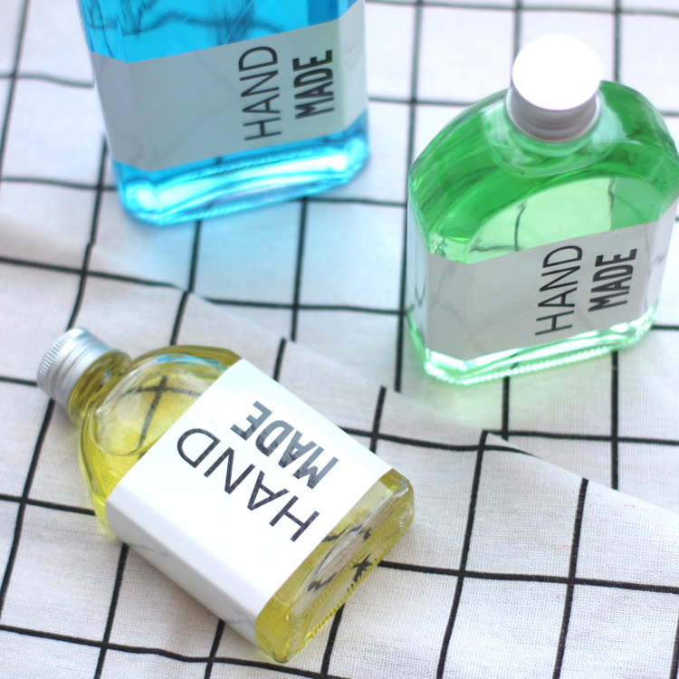 Customized Fruit Juice Honey Glass Square Juice Bottle With Lids
