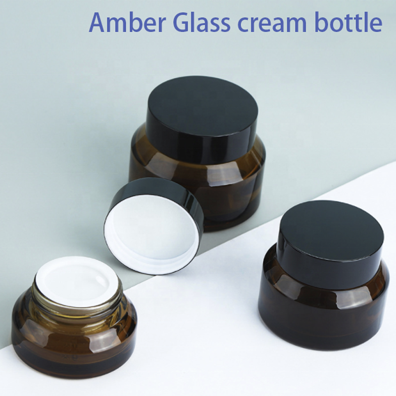 Customized Glass Jars and Containers Cosmetic Cream Jar Amber 15g 30g 50g Plastic Skin Care Cream