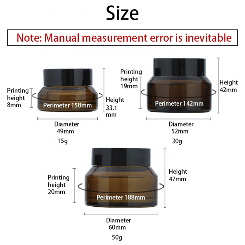 Customized Glass Jars and Containers Cosmetic Cream Jar Amber 15g 30g 50g Plastic Skin Care Cream