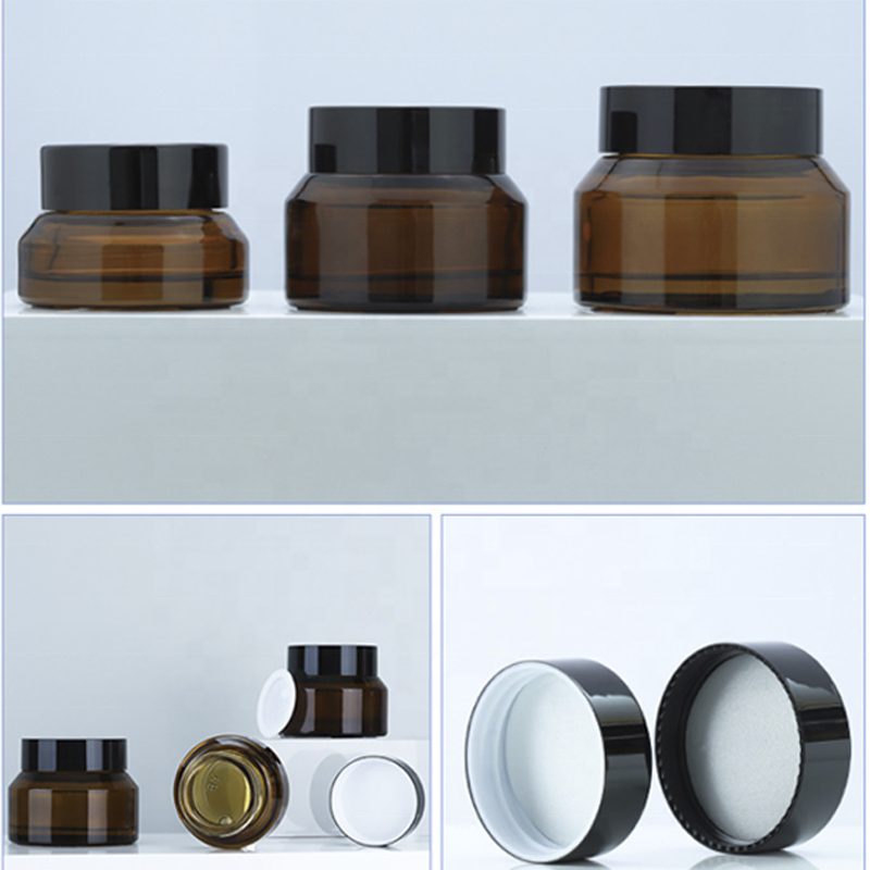 Customized Glass Jars and Containers Cosmetic Cream Jar Amber 15g 30g 50g Plastic Skin Care Cream