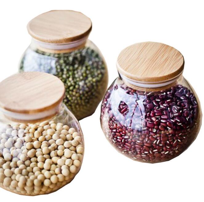 Customized High Borosilicate Glass Jars With Bamboo Lids/Cork Storage Tea Candy Pudding Cookie Spices