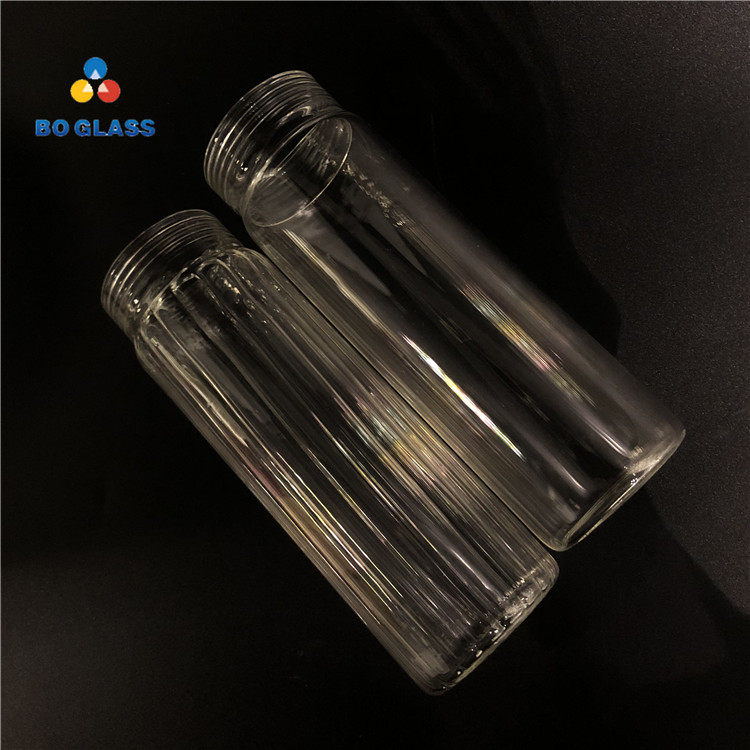 Customized High Borosilicate Packaging Tubes Beverage And Juice Glass Water Bottles With Screw Thread
