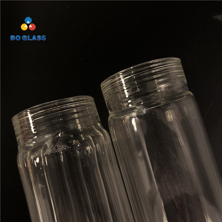 Customized High Borosilicate Packaging Tubes Beverage And Juice Glass Water Bottles With Screw Thread