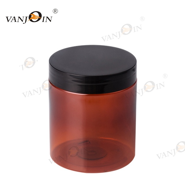 Customized Hot Stamping Logo Printing 100ml Brown Cosmetic 100g Plastic Jar for Bath Salts Packaging