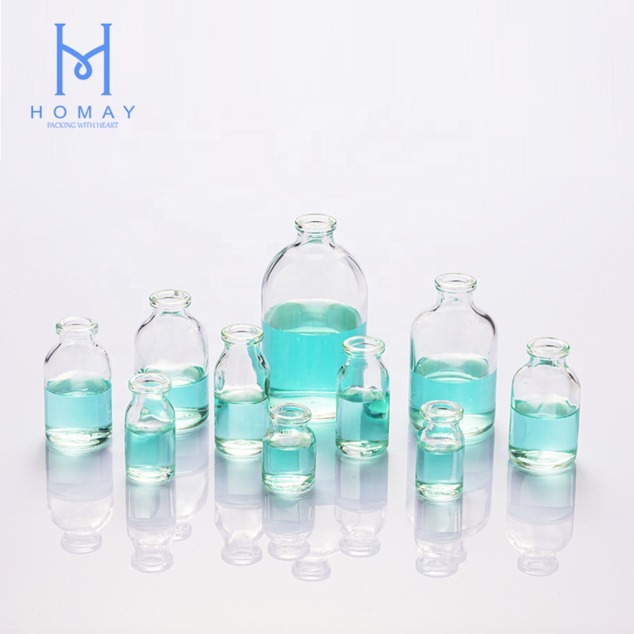 Customized ISO Molded 8ml Amber Clear Glass Bottle Type II Type III Injection Vials For Medicine