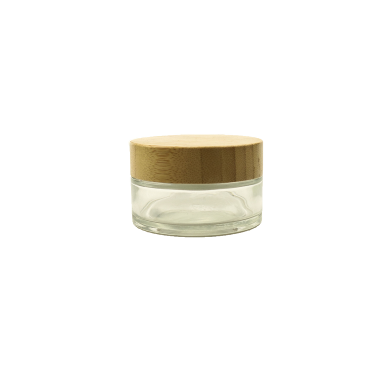 Customized Item Natural 50 ml Jar Cosmetic Bamboo Lid Glass bambo 100ml glass amber jar with wood lid 3oz 2ounce jars bamboo lid