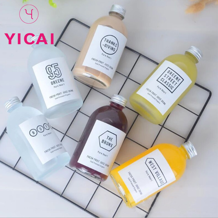 Customized Logo 270ml 350ml Coffee Fruit And Vegetable Juice And Milk Tea Beverage Glass Empty Bottles