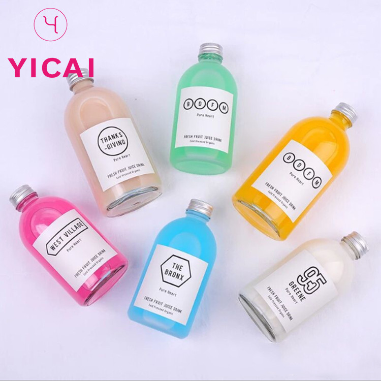 Customized Logo 270ml 350ml Coffee Fruit And Vegetable Juice And Milk Tea Beverage Glass Empty Bottles