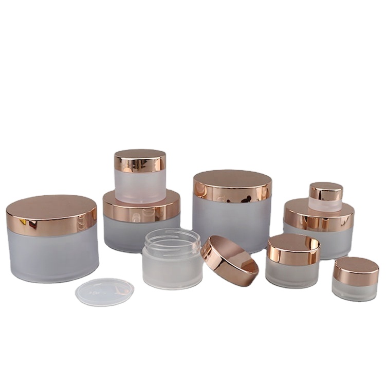 Customized Logo Cosmetic Pot Container and Lip Scrub Use Plastic Jar with Rose Gold Cap