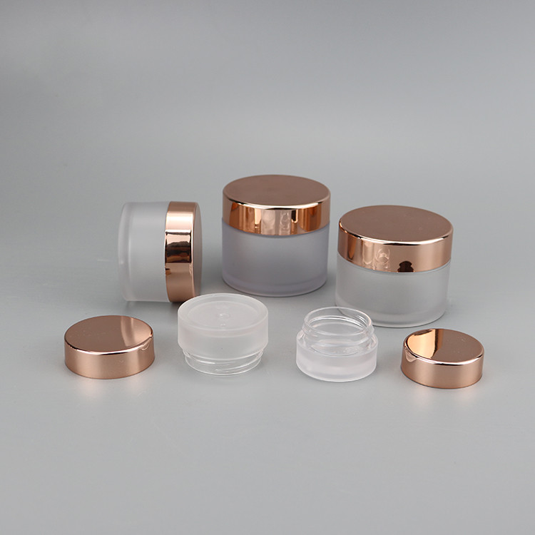 Customized Logo Cosmetic Pot Container and Lip Scrub Use Plastic Jar with Rose Gold Cap