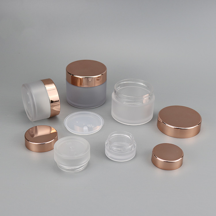 Customized Logo Cosmetic Pot Container and Lip Scrub Use Plastic Jar with Rose Gold Cap