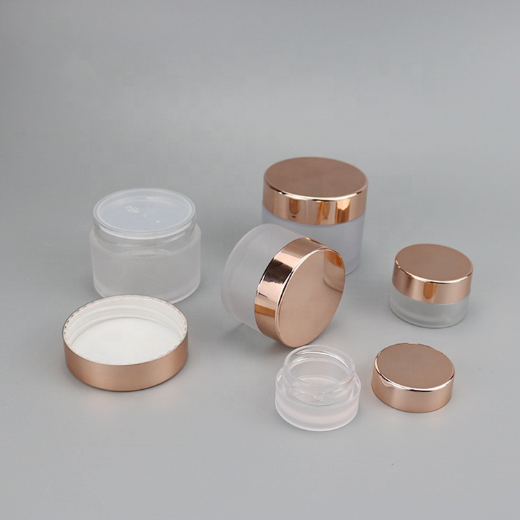 Customized Logo Cosmetic Pot Container and Lip Scrub Use Plastic Jar with Rose Gold Cap