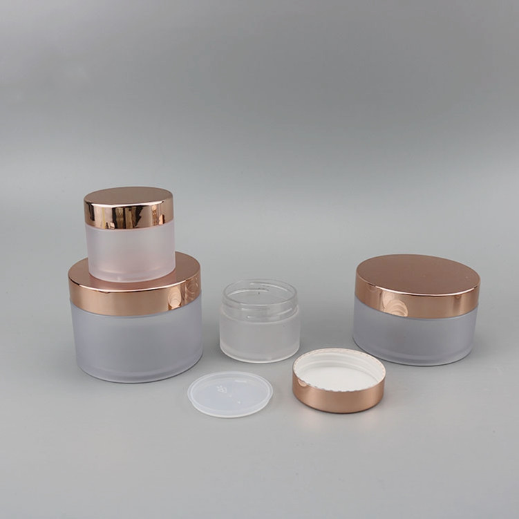 Customized Logo Cosmetic Pot Container and Lip Scrub Use Plastic Jar with Rose Gold Cap