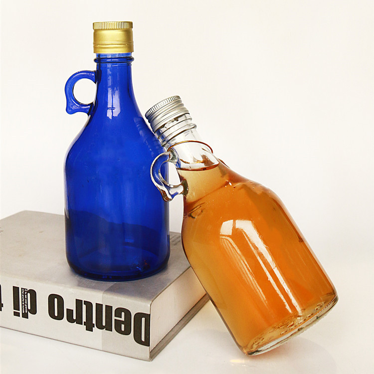 Customized Logo Printing 500ml 1L 2L 5LGlass Liquo Jug California Wine Glass Bottle With Metal Lid