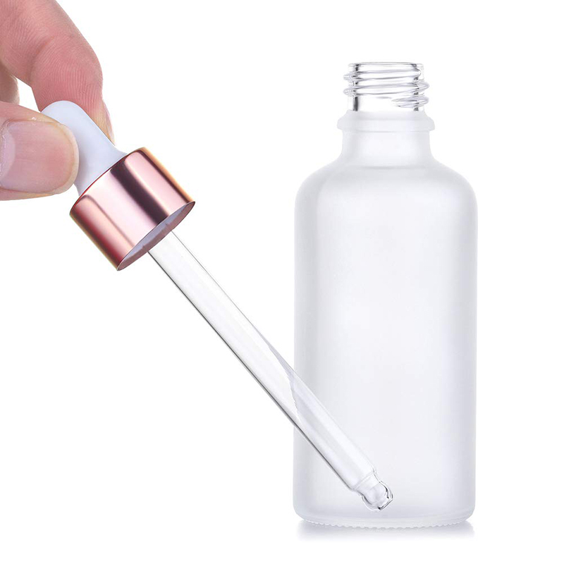 Customized Logo Printing Frosted Glass Essential Oil Dropper Bottles
