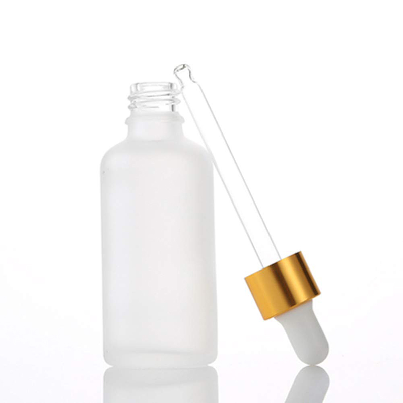 Customized Logo Printing Frosted Glass Essential Oil Dropper Bottles