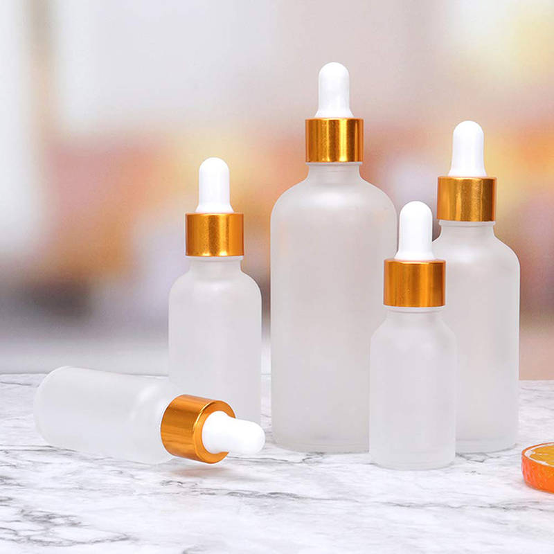 Customized Logo Printing Frosted Glass Essential Oil Dropper Bottles